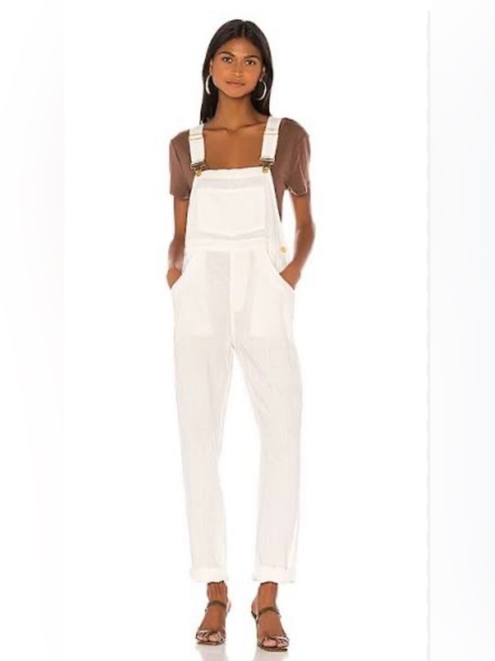 WeWoreWhat White Denim Overalls with Adjustable Straps